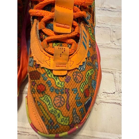 Adidas Men's Size 6 SM Dame 7 Basketball Shoes Orange Maximalist Doodle Print - Picture 11 of 16